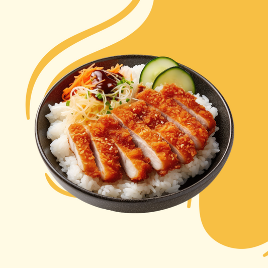 Chicken Katsu Donburi with Rice and Pickled Vegetables 
