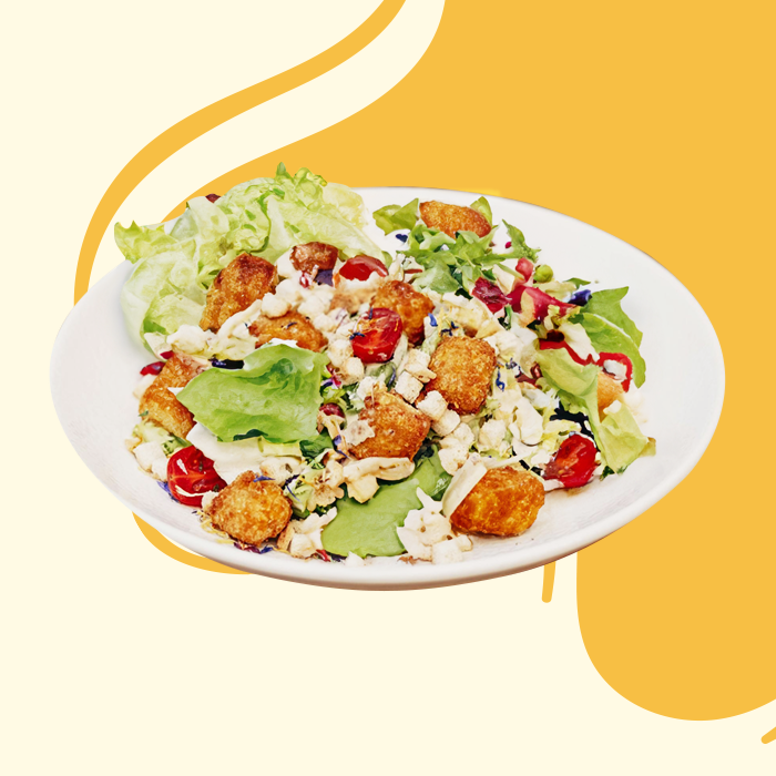 Popcorn Chicken Caesar Salad with Garlic Dressing – KLFC