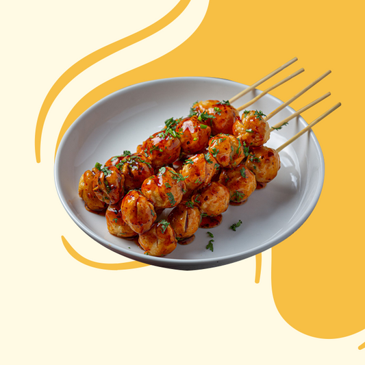 Chicken Meatball Skewers with Teriyaki Glaze