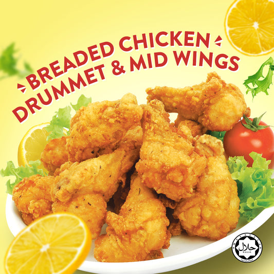 BREADED CHICKEN DRUMMET & MID WING 800G