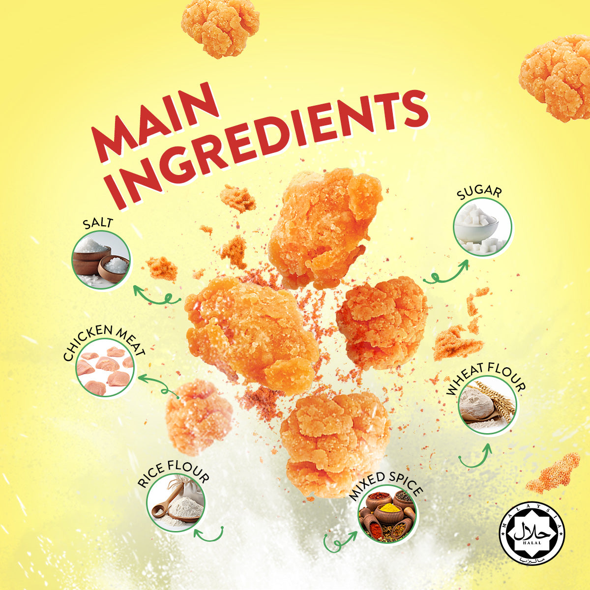 CRUNCHY POPCORN CHICKEN HOT N SPICY 800G BUNDLE SET