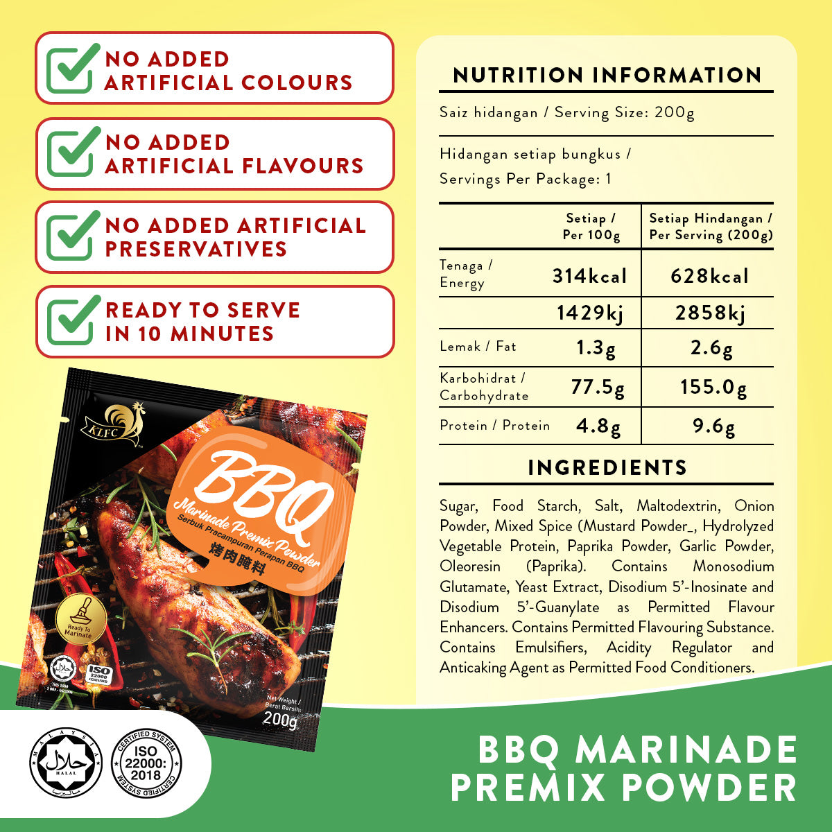 BBQ MARINADE PREMIX POWDER 200G – KLFC