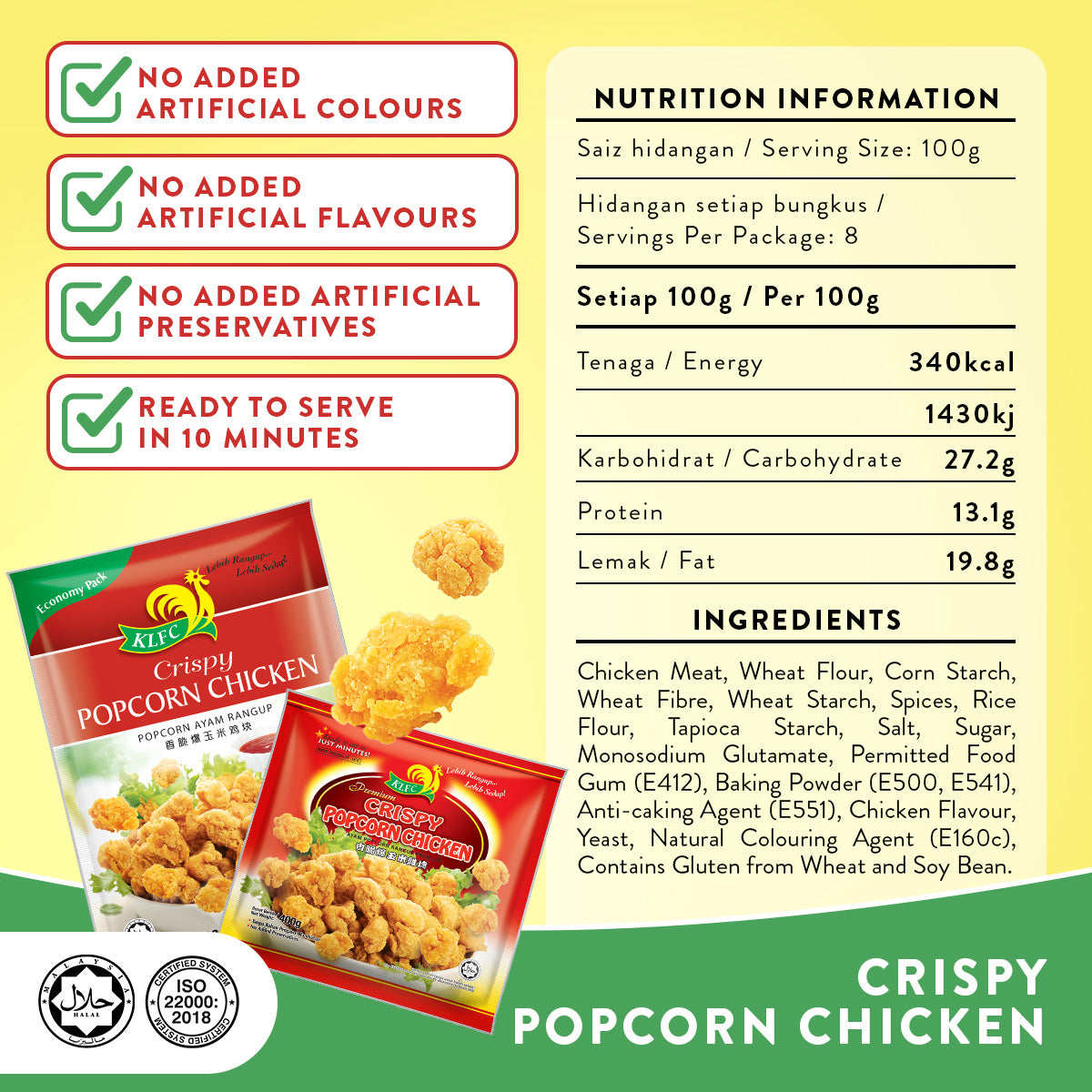 CRISPY POPCORN CHICKEN 800G / 400G