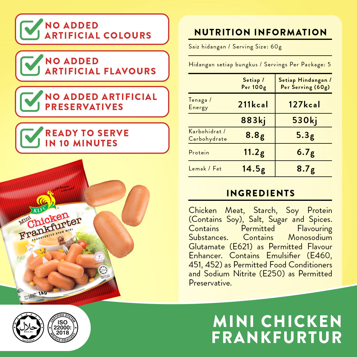 MINI CHICKEN FRANKFURTER 1KG