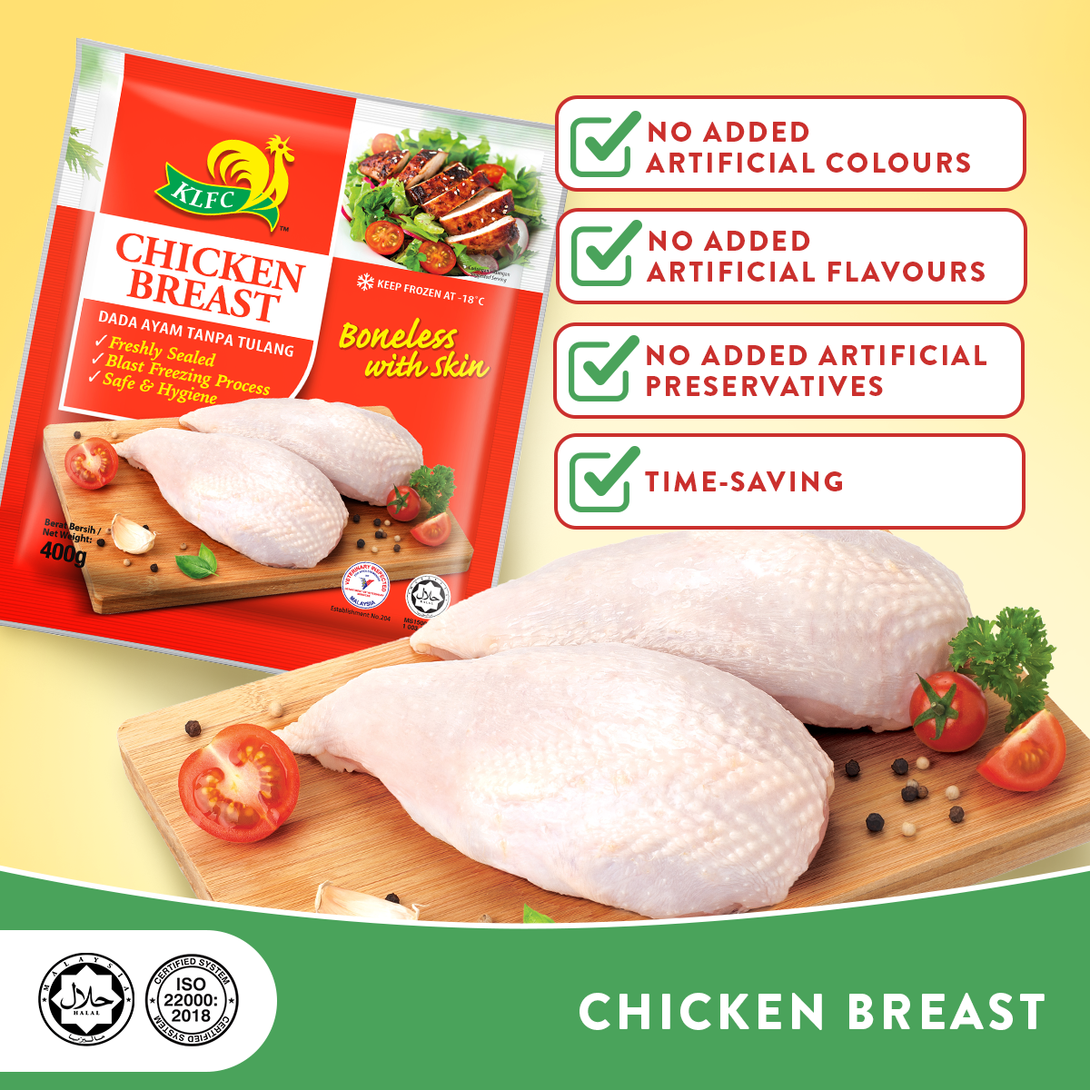 CHICKEN BONELESS BREAST 400G