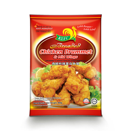 BREADED CHICKEN DRUMMET & MID WING 800G