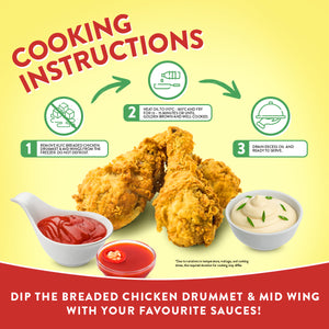 BREADED CHICKEN DRUMMET & MID WING 800G